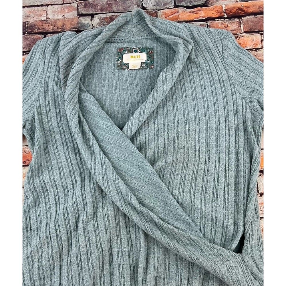 Anthropologie Maeve Rafela Hacci Surplice Sweater Top Womens S Teal Faux Wrap